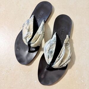 Balmain Paris Fabric Thong Leather Sandals 37